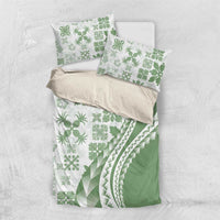 Green Hawaiian Quilt Pattern Bedding Set Mixed Polynesian Tribal Arty LT9 US Twin 172cm x 218cm Green - Polynesian Pride