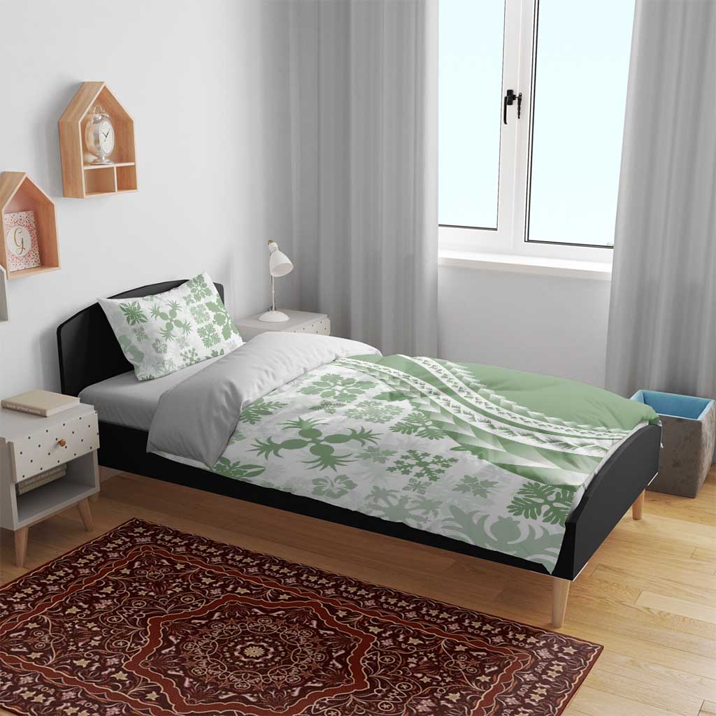 Green Hawaiian Quilt Pattern Bedding Set Mixed Polynesian Tribal Arty LT9 - Polynesian Pride