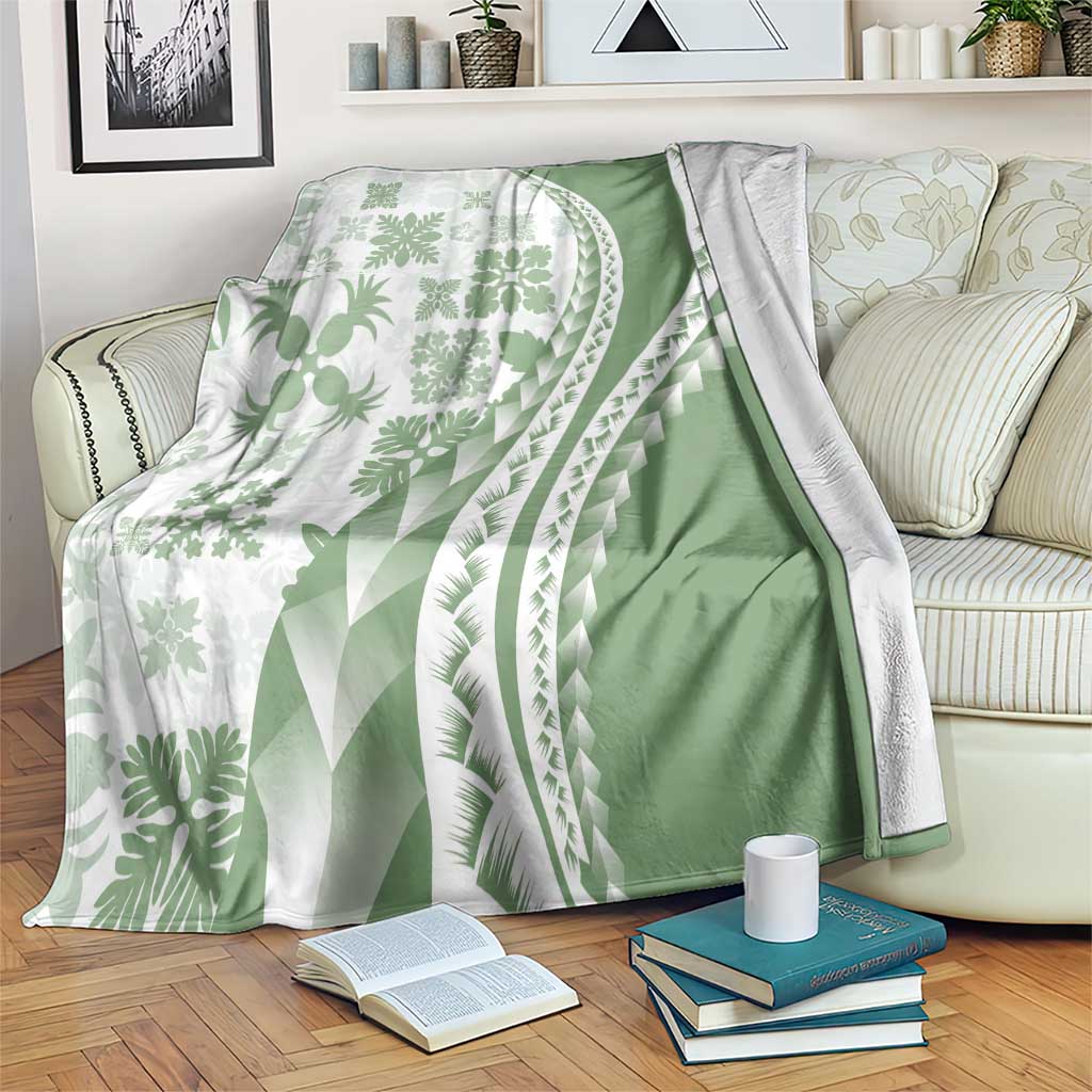 Green Hawaiian Quilt Pattern Blanket Mixed Polynesian Tribal Arty LT9 Green - Polynesian Pride