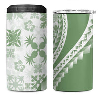 Green Hawaiian Quilt Pattern 4 in 1 Can Cooler Tumbler Mixed Polynesian Tribal Arty LT9 One Size: 16 oz Green - Polynesian Pride