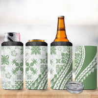 Green Hawaiian Quilt Pattern 4 in 1 Can Cooler Tumbler Mixed Polynesian Tribal Arty LT9 - Polynesian Pride