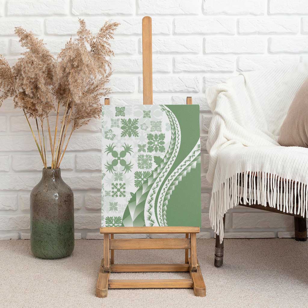 Green Hawaiian Quilt Pattern Canvas Wall Art Mixed Polynesian Tribal Arty LT9 - Polynesian Pride