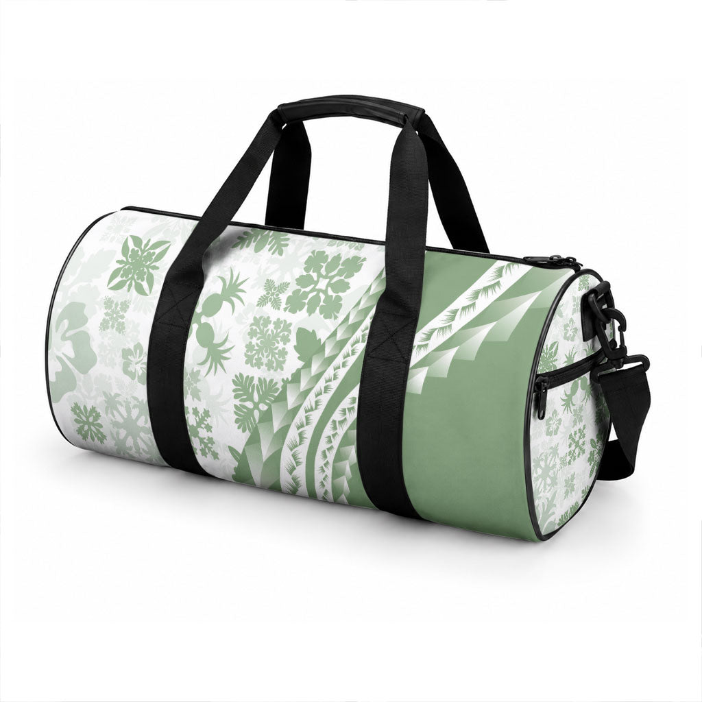 Green Hawaiian Quilt Pattern Duffle Bag Mixed Polynesian Tribal Arty LT9 - Polynesian Pride