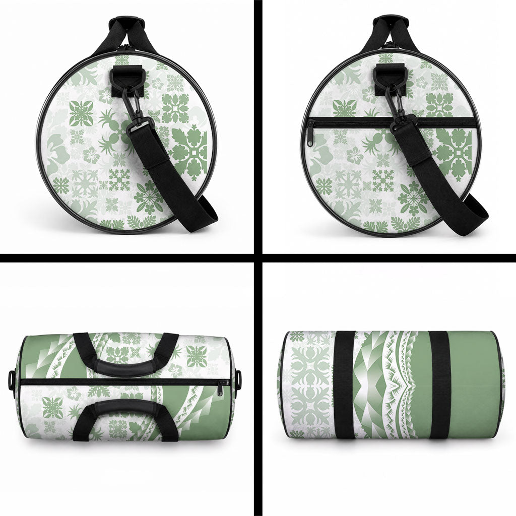 Green Hawaiian Quilt Pattern Duffle Bag Mixed Polynesian Tribal Arty LT9 - Polynesian Pride