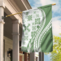 Green Hawaiian Quilt Pattern Garden Flag Mixed Polynesian Tribal Arty LT9 House Flag Green - Polynesian Pride