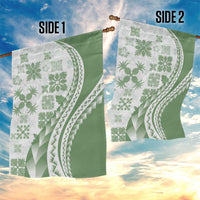 Green Hawaiian Quilt Pattern Garden Flag Mixed Polynesian Tribal Arty LT9 - Polynesian Pride