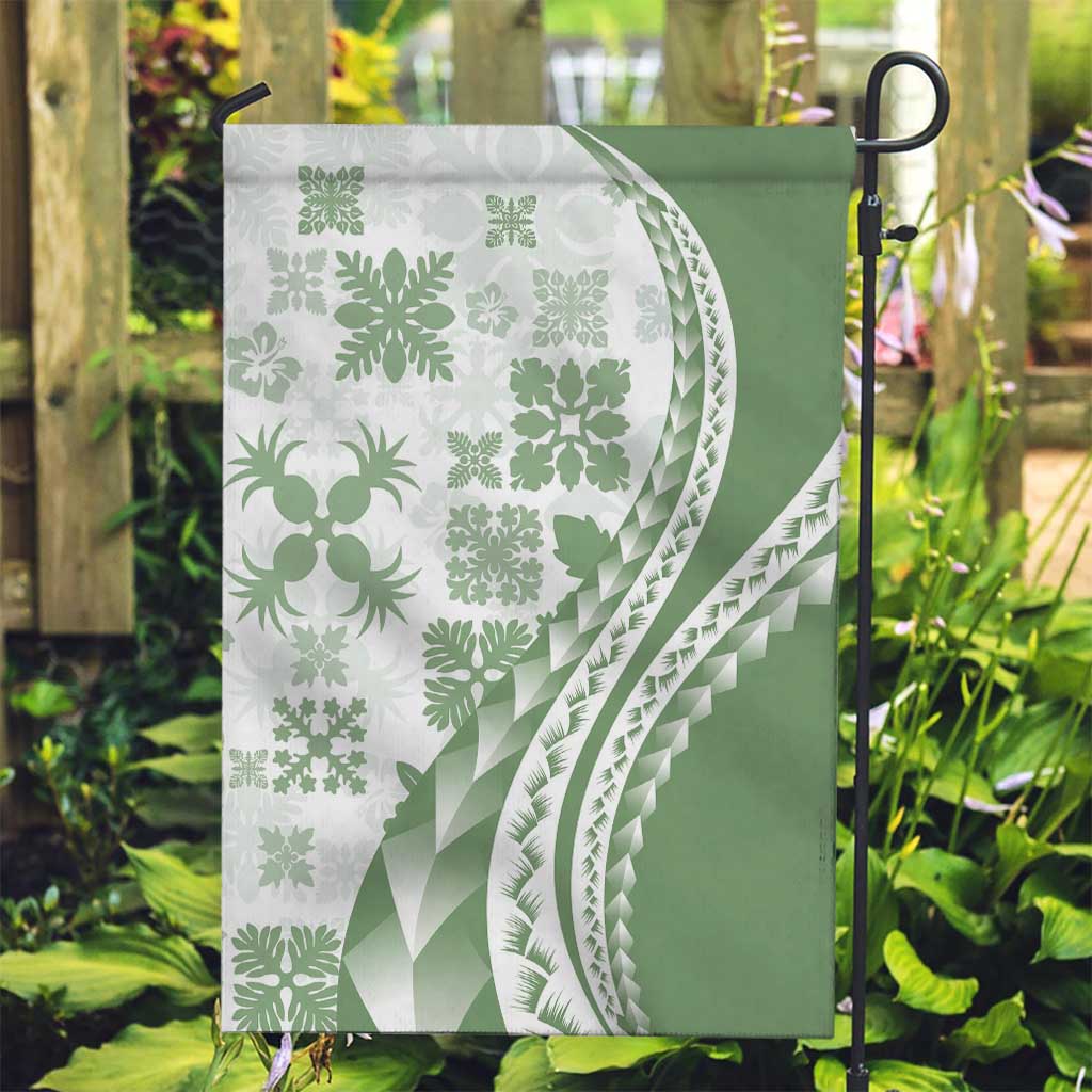 Green Hawaiian Quilt Pattern Garden Flag Mixed Polynesian Tribal Arty LT9 Garden Flag Green - Polynesian Pride