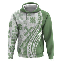 Green Hawaiian Quilt Pattern Hoodie Mixed Polynesian Tribal Arty LT9 Pullover Hoodie Green - Polynesian Pride