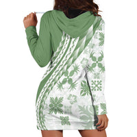 Green Hawaiian Quilt Pattern Hoodie Dress Mixed Polynesian Tribal Arty LT9 - Polynesian Pride