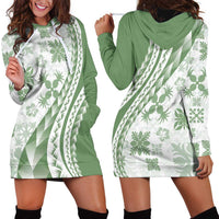 Green Hawaiian Quilt Pattern Hoodie Dress Mixed Polynesian Tribal Arty LT9 - Polynesian Pride