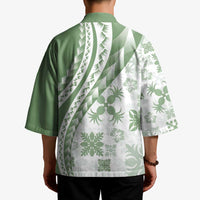 Green Hawaiian Quilt Pattern Kimono Mixed Polynesian Tribal Arty LT9 - Polynesian Pride