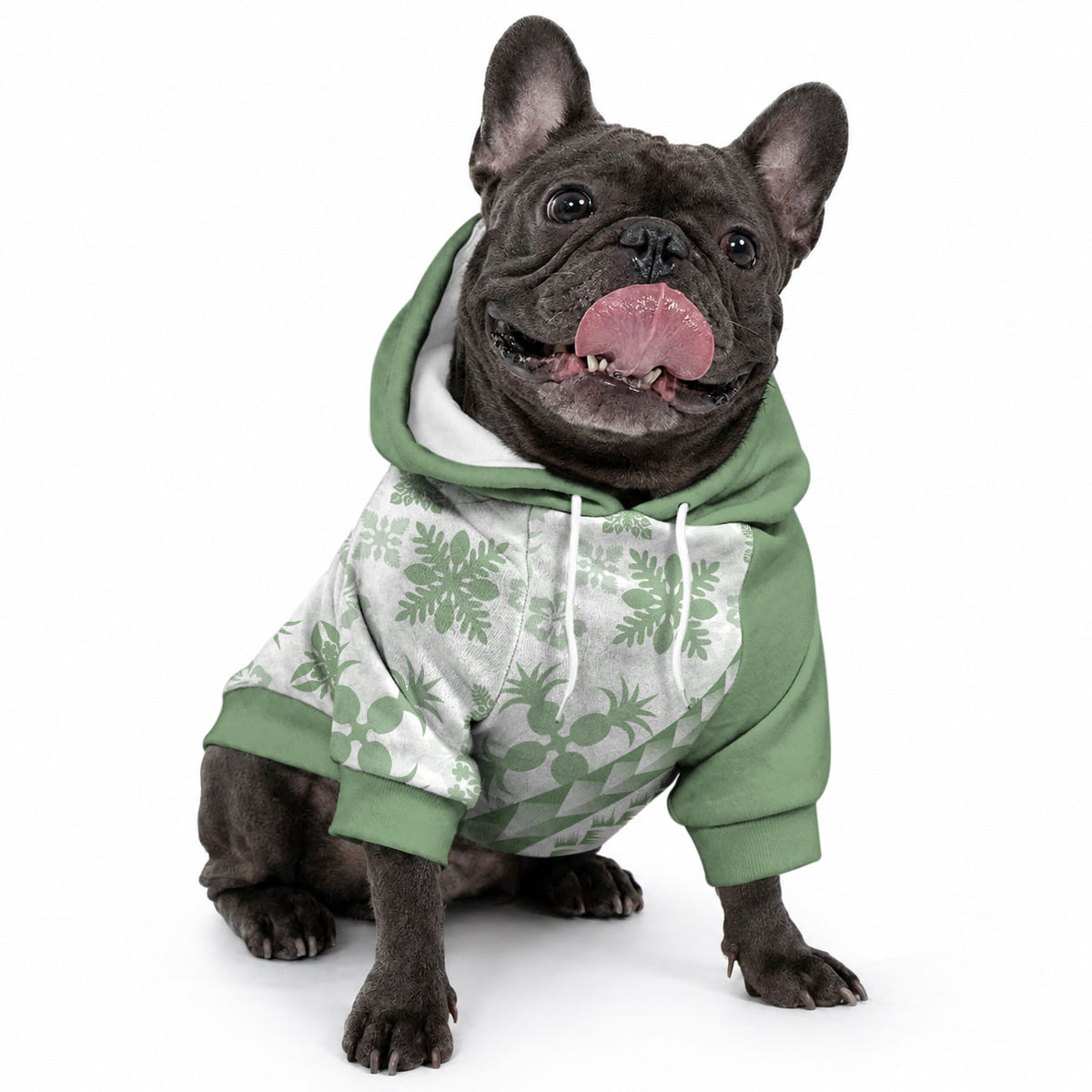Green Hawaiian Quilt Pattern Pet Hoodie Mixed Polynesian Tribal Arty LT9 - Polynesian Pride