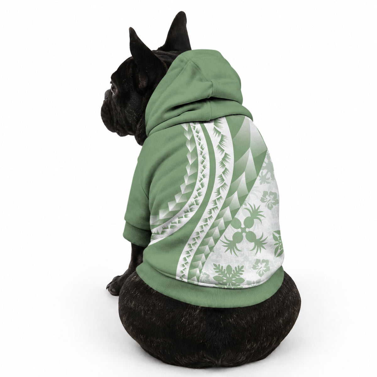 Green Hawaiian Quilt Pattern Pet Hoodie Mixed Polynesian Tribal Arty LT9 - Polynesian Pride