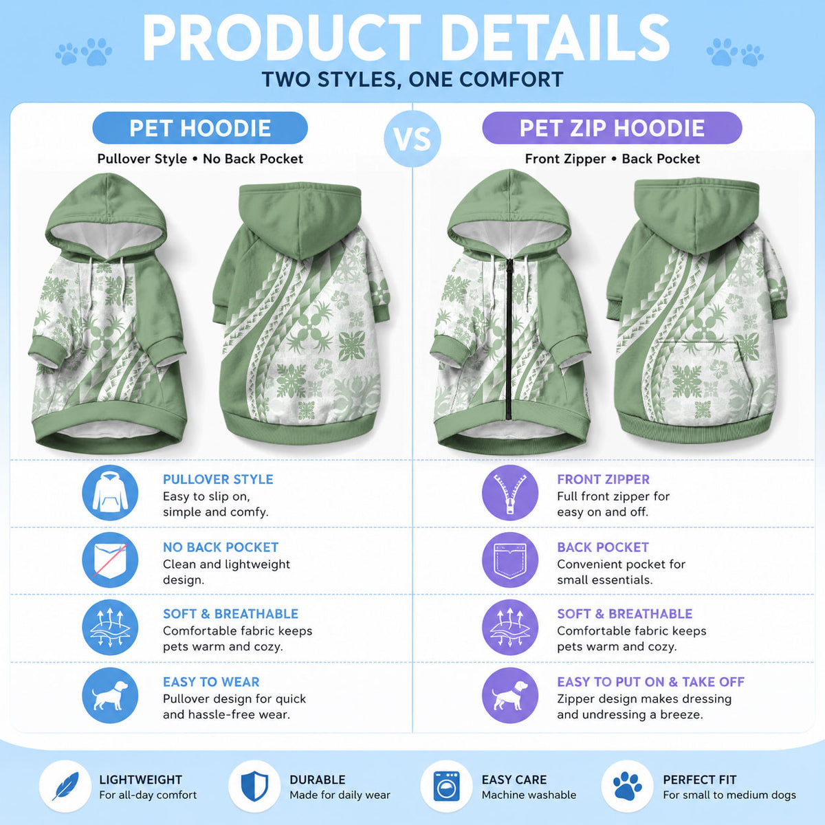 Green Hawaiian Quilt Pattern Pet Hoodie Mixed Polynesian Tribal Arty LT9 - Polynesian Pride