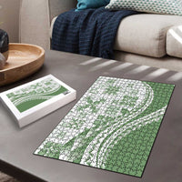 Green Hawaiian Quilt Pattern Puzzle Mixed Polynesian Tribal Arty LT9 - Polynesian Pride