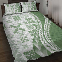 Green Hawaiian Quilt Pattern Quilt Bed Set Mixed Polynesian Tribal Arty LT9 Green - Polynesian Pride