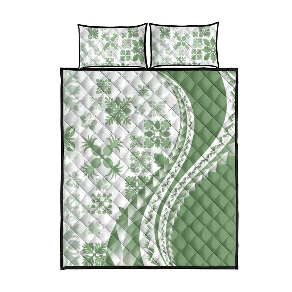 Green Hawaiian Quilt Pattern Quilt Bed Set Mixed Polynesian Tribal Arty LT9 - Polynesian Pride