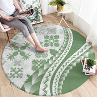 Green Hawaiian Quilt Pattern Round Carpet Mixed Polynesian Tribal Arty LT9 - Polynesian Pride