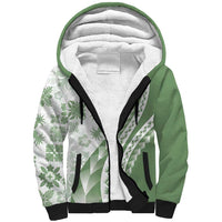 Green Hawaiian Quilt Pattern Sherpa Hoodie Mixed Polynesian Tribal Arty LT9 Unisex Green - Polynesian Pride