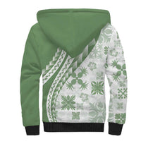 Green Hawaiian Quilt Pattern Sherpa Hoodie Mixed Polynesian Tribal Arty LT9 - Polynesian Pride