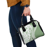 Green Hawaiian Quilt Pattern Shoulder Handbag Mixed Polynesian Tribal Arty LT9 - Polynesian Pride