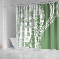 Green Hawaiian Quilt Pattern Shower Curtain Mixed Polynesian Tribal Arty LT9 - Polynesian Pride