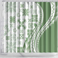 Green Hawaiian Quilt Pattern Shower Curtain Mixed Polynesian Tribal Arty LT9 - Polynesian Pride