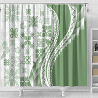 Green Hawaiian Quilt Pattern Shower Curtain Mixed Polynesian Tribal Arty LT9 - Polynesian Pride