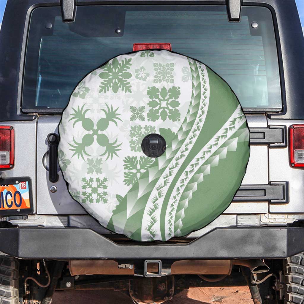 Green Hawaiian Quilt Pattern Spare Tire Cover Mixed Polynesian Tribal Arty LT9 Green - Polynesian Pride