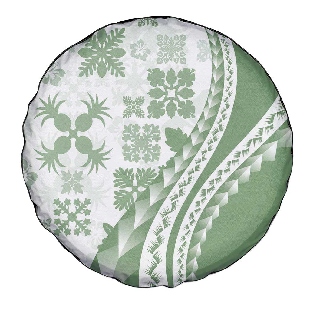 Green Hawaiian Quilt Pattern Spare Tire Cover Mixed Polynesian Tribal Arty LT9 - Polynesian Pride