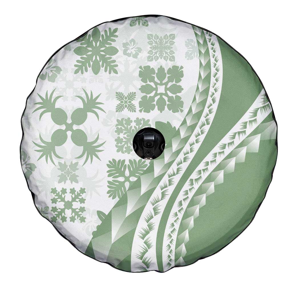 Green Hawaiian Quilt Pattern Spare Tire Cover Mixed Polynesian Tribal Arty LT9 - Polynesian Pride