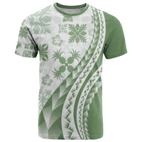 Green Hawaiian Quilt Pattern T Shirt Mixed Polynesian Tribal Arty LT9 Green - Polynesian Pride
