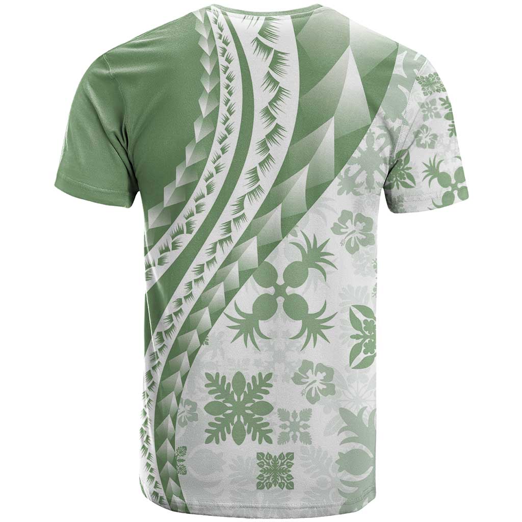 Green Hawaiian Quilt Pattern T Shirt Mixed Polynesian Tribal Arty LT9 - Polynesian Pride