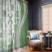 Green Hawaiian Quilt Pattern Window Curtain Mixed Polynesian Tribal Arty LT9 - Polynesian Pride