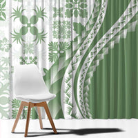 Green Hawaiian Quilt Pattern Window Curtain Mixed Polynesian Tribal Arty LT9 - Polynesian Pride