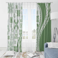 Green Hawaiian Quilt Pattern Window Curtain Mixed Polynesian Tribal Arty LT9 - Polynesian Pride