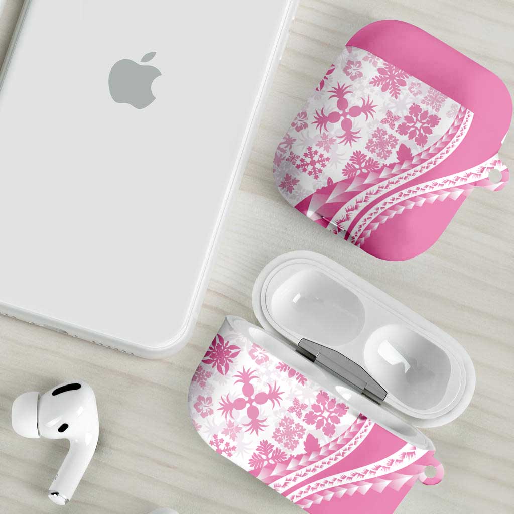 Pink Hawaiian Quilt Pattern AirPods Case Mixed Polynesian Tribal Arty LT9 - Polynesian Pride