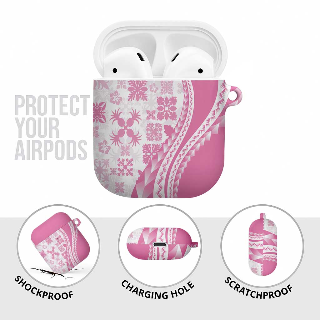 Pink Hawaiian Quilt Pattern AirPods Case Mixed Polynesian Tribal Arty LT9 - Polynesian Pride