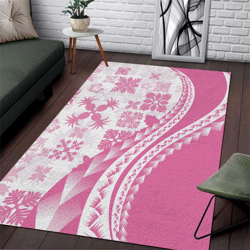 Pink Hawaiian Quilt Pattern Area Rug Mixed Polynesian Tribal Arty LT9 Pink - Polynesian Pride