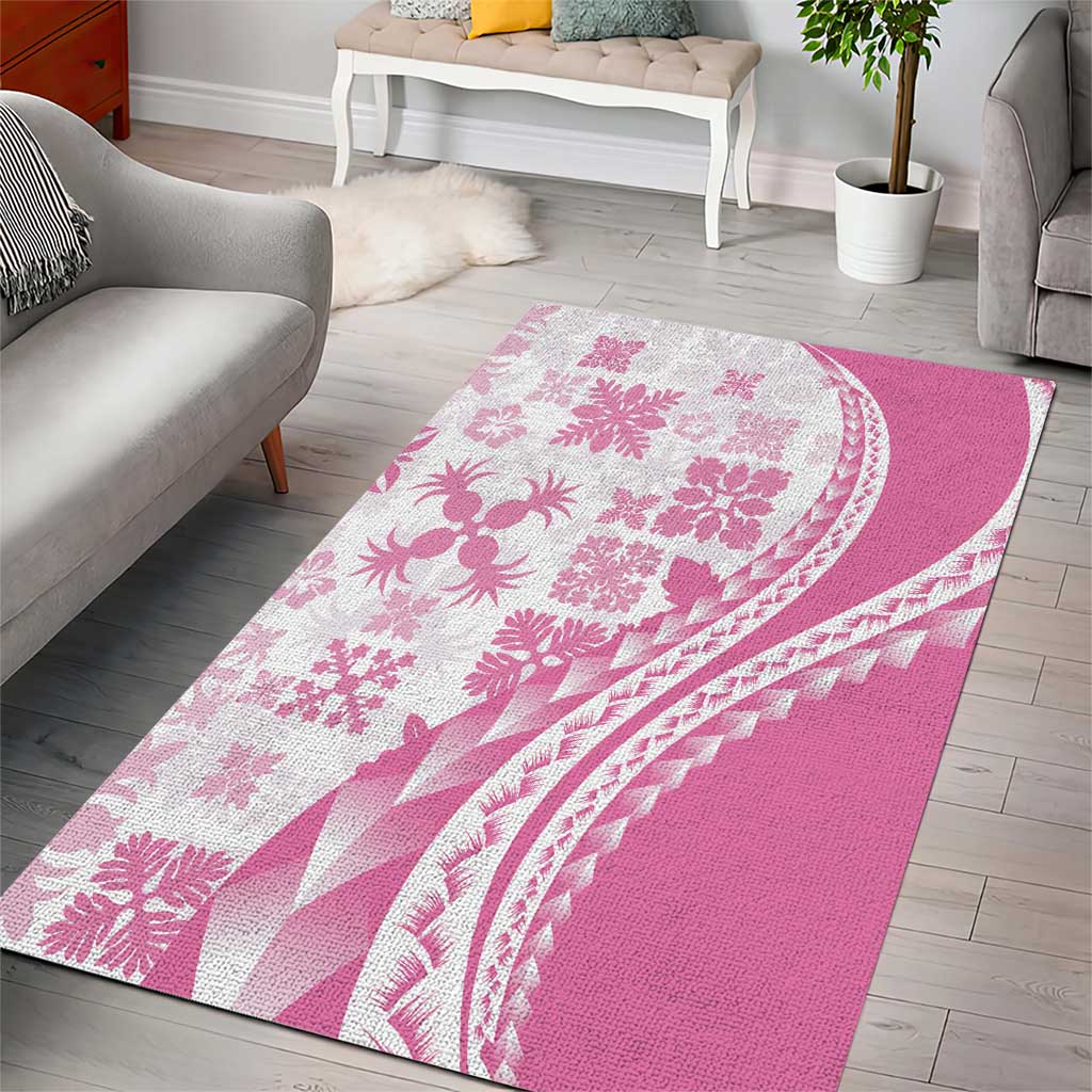 Pink Hawaiian Quilt Pattern Area Rug Mixed Polynesian Tribal Arty LT9 - Polynesian Pride