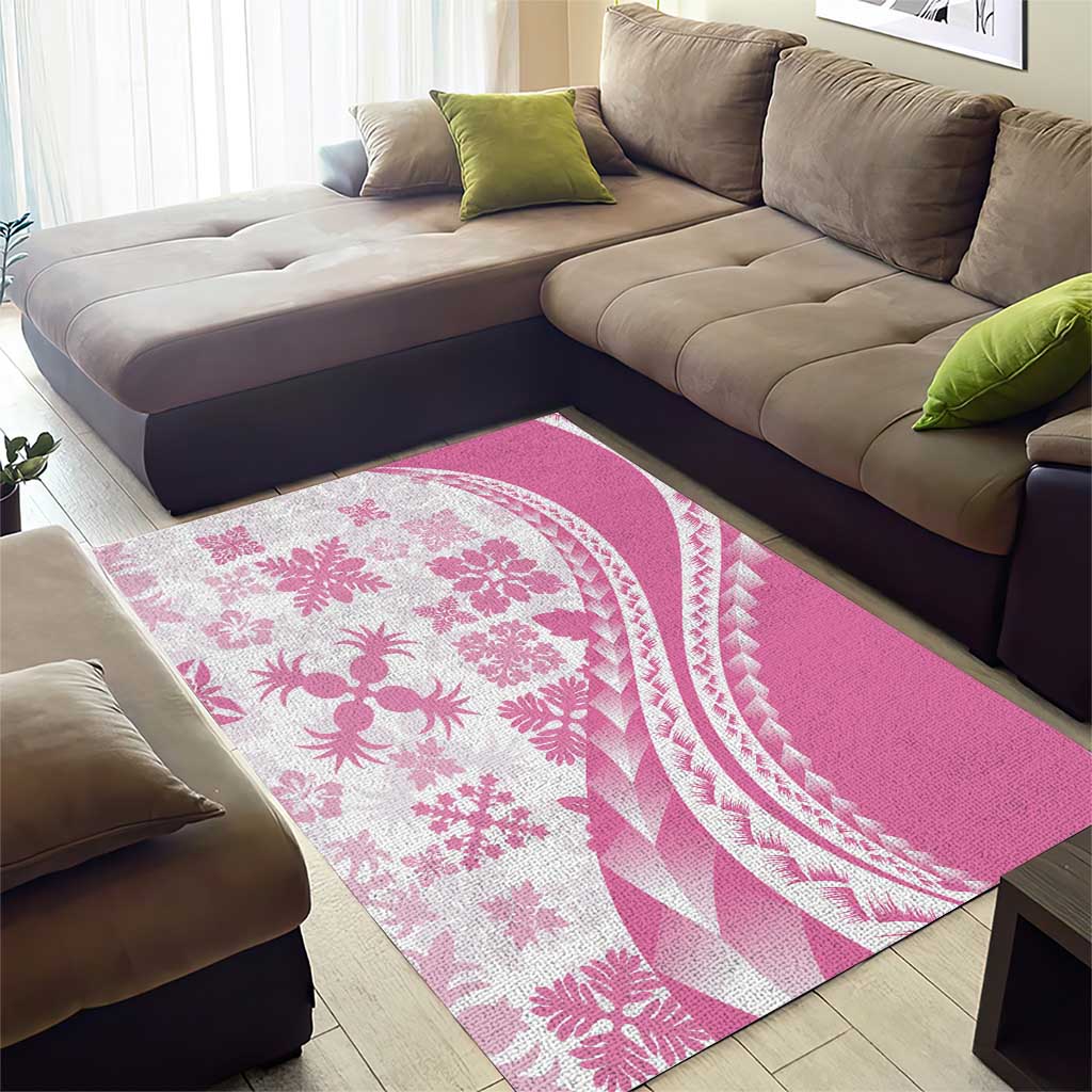 Pink Hawaiian Quilt Pattern Area Rug Mixed Polynesian Tribal Arty LT9 - Polynesian Pride
