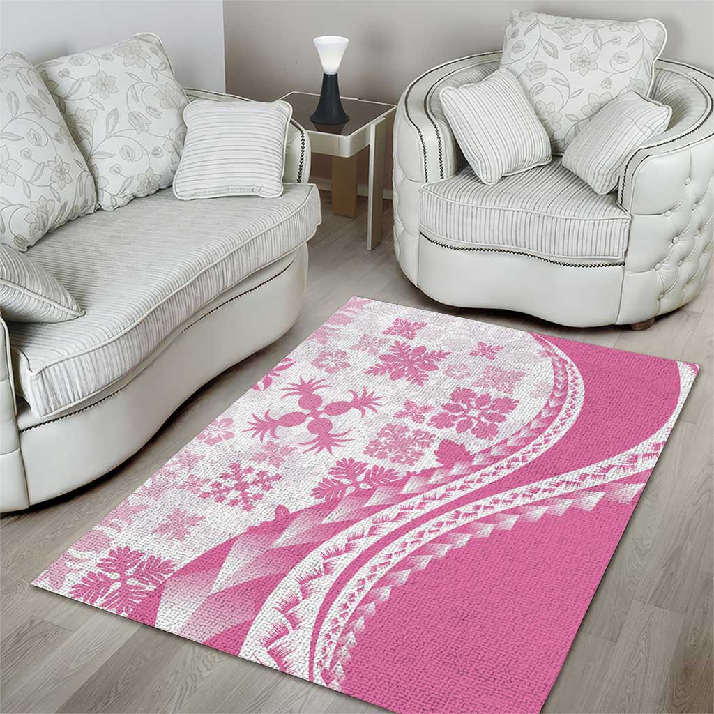 Pink Hawaiian Quilt Pattern Area Rug Mixed Polynesian Tribal Arty LT9 - Polynesian Pride