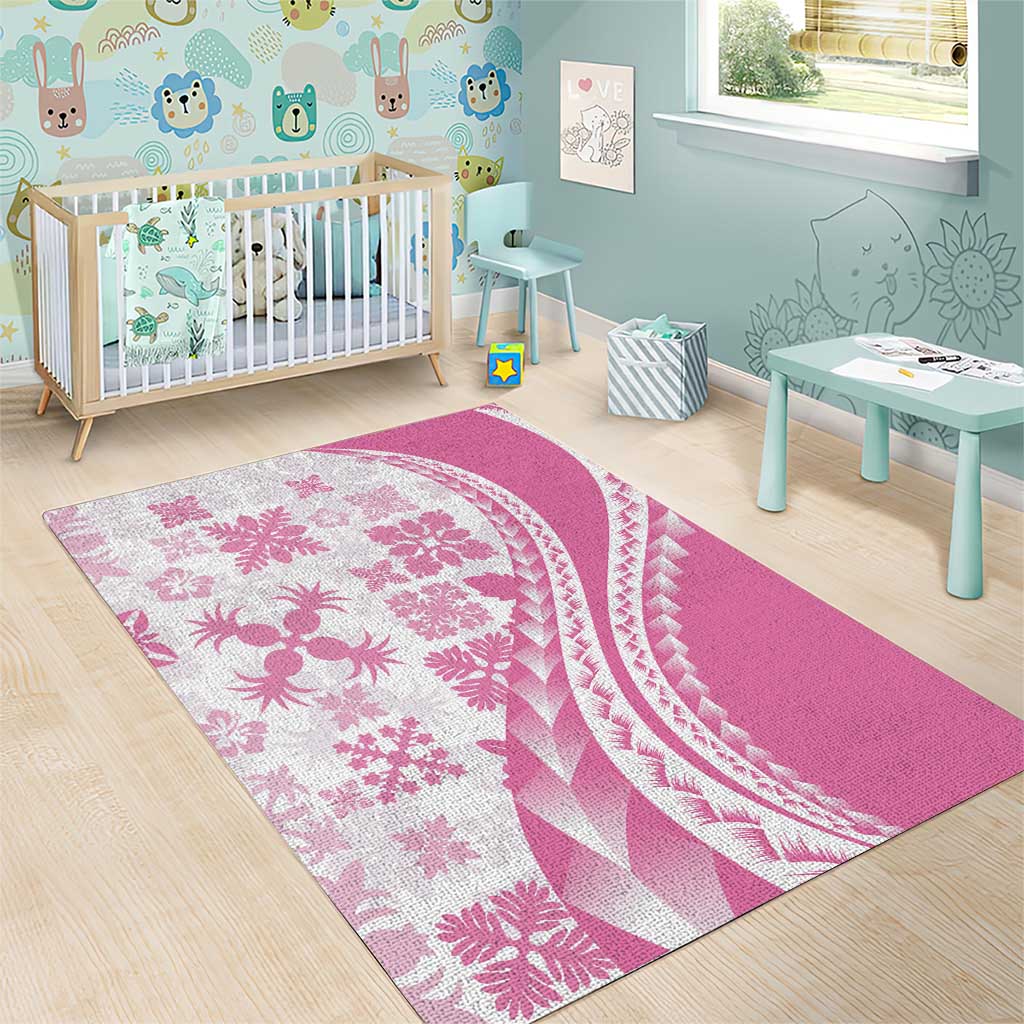 Pink Hawaiian Quilt Pattern Area Rug Mixed Polynesian Tribal Arty LT9 - Polynesian Pride
