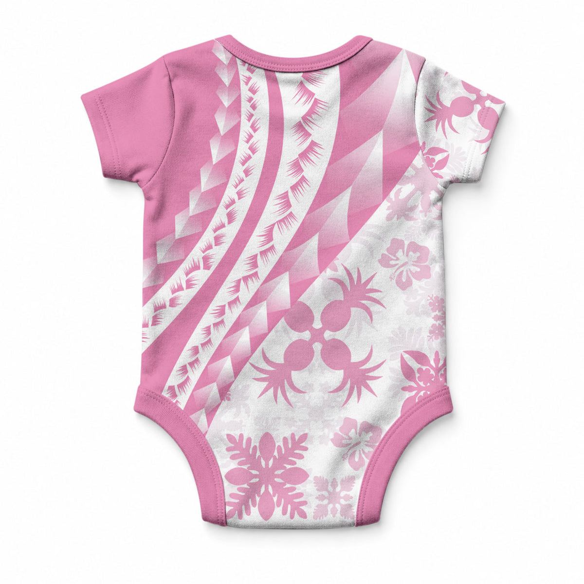 Pink Hawaiian Quilt Pattern Baby Onesie Mixed Polynesian Tribal Arty LT9 - Polynesian Pride