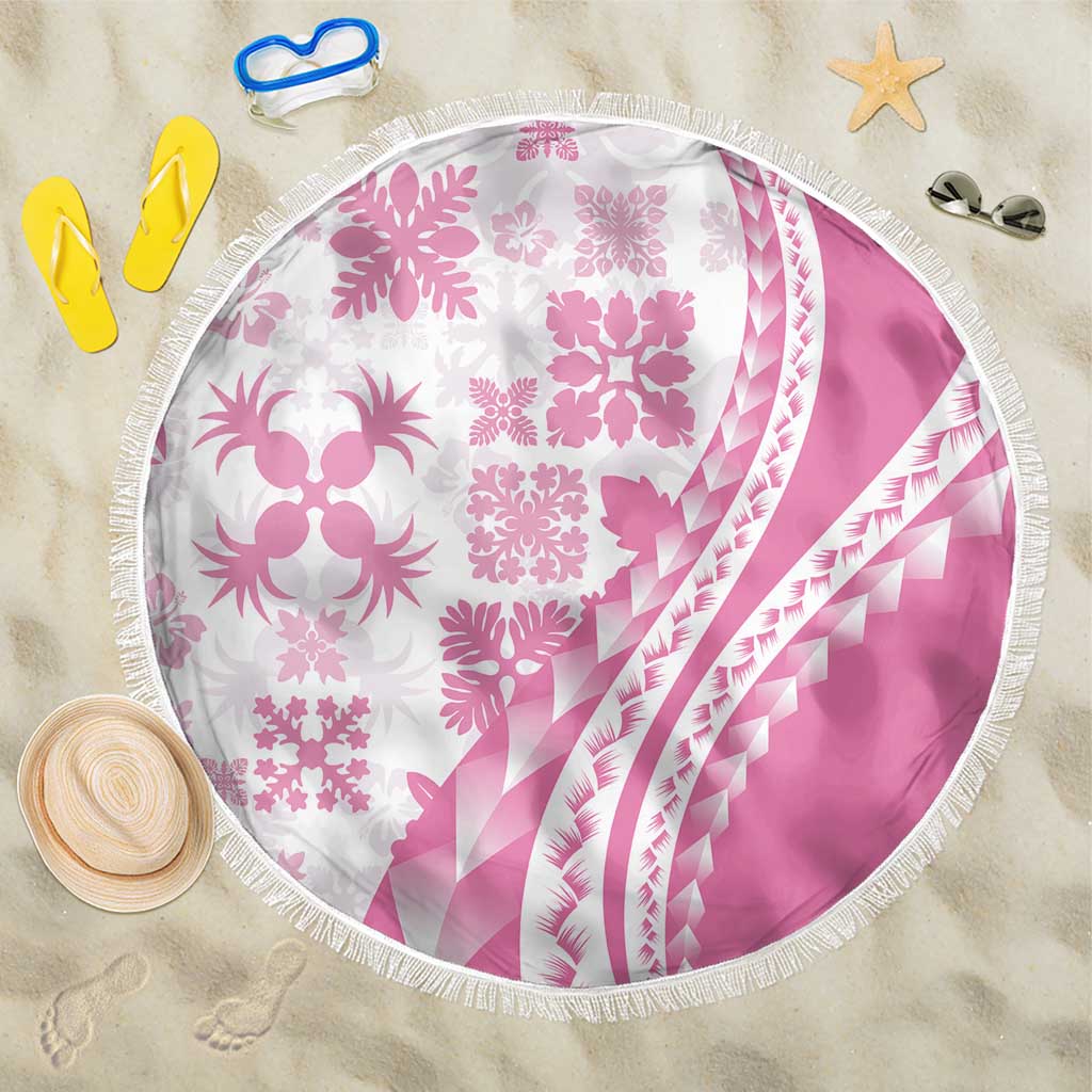 Pink Hawaiian Quilt Pattern Beach Blanket Mixed Polynesian Tribal Arty LT9 One Size 150cm Pink - Polynesian Pride