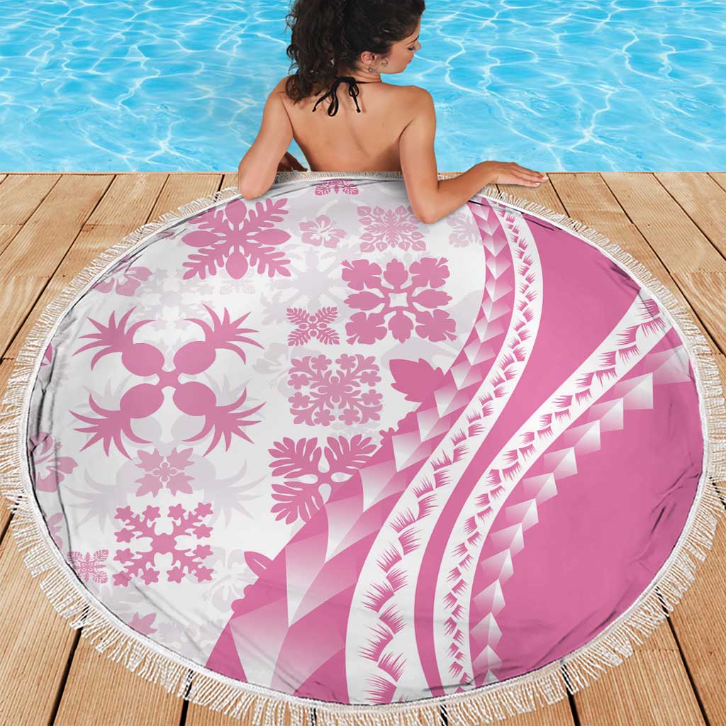 Pink Hawaiian Quilt Pattern Beach Blanket Mixed Polynesian Tribal Arty LT9 - Polynesian Pride