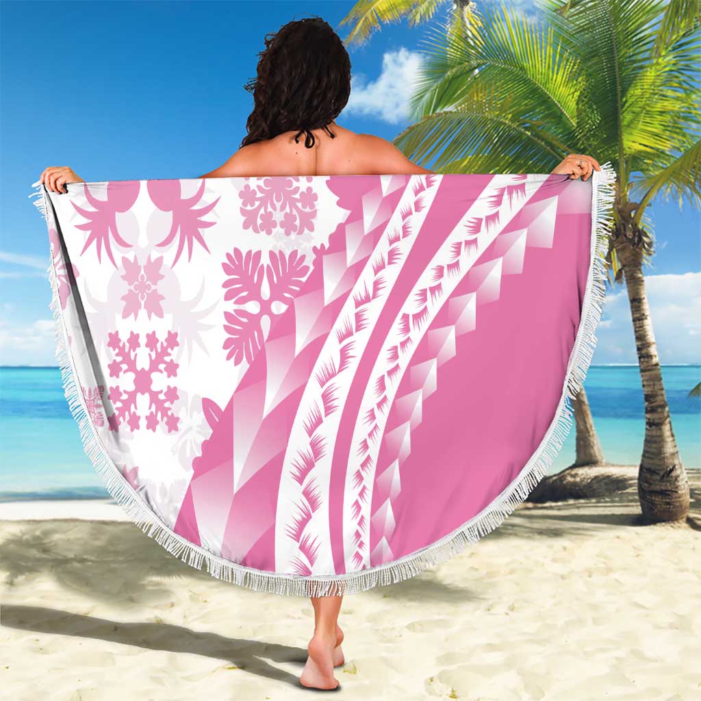 Pink Hawaiian Quilt Pattern Beach Blanket Mixed Polynesian Tribal Arty LT9 - Polynesian Pride