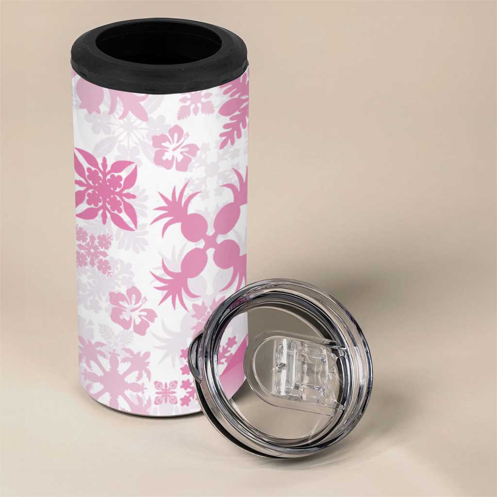 Pink Hawaiian Quilt Pattern 4 in 1 Can Cooler Tumbler Mixed Polynesian Tribal Arty LT9 - Polynesian Pride