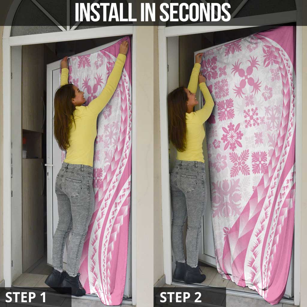 Pink Hawaiian Quilt Pattern Door Cover Mixed Polynesian Tribal Arty LT9 - Polynesian Pride