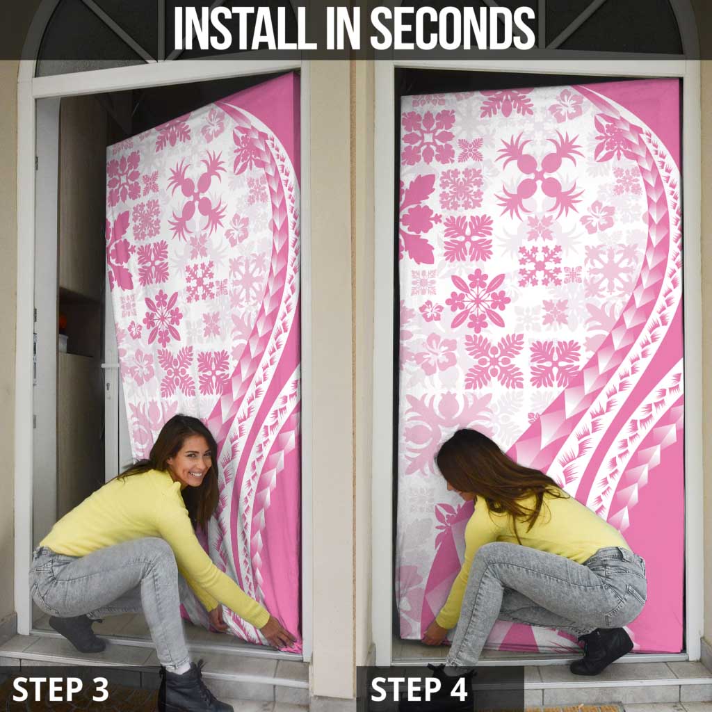 Pink Hawaiian Quilt Pattern Door Cover Mixed Polynesian Tribal Arty LT9 - Polynesian Pride